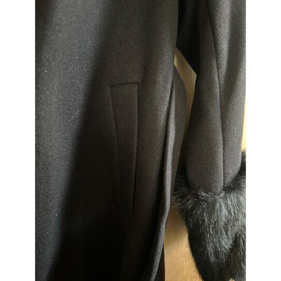 City Chic Black Faux Fur Cuff Belted Jacket Size 16 NWT - Picture 10 of 16